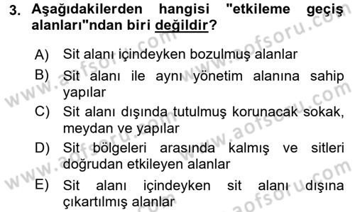 Kentsel ve Çevresel Koruma Dersi 2016 - 2017 Yılı 3 Ders Sınav Soruları 3. Soru