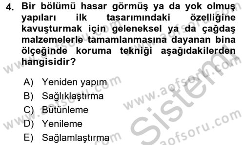 Kentsel ve Çevresel Koruma Dersi 2016 - 2017 Yılı 3 Ders Sınav Soruları 4. Soru