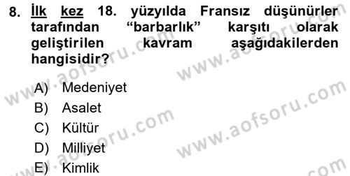 Kentsel ve Çevresel Koruma Dersi 2016 - 2017 Yılı 3 Ders Sınav Soruları 8. Soru