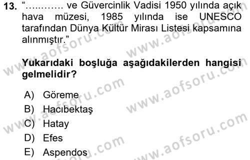 Kentsel ve Çevresel Koruma Dersi 2016 - 2017 Yılı (Vize) Ara Sınav Soruları 13. Soru