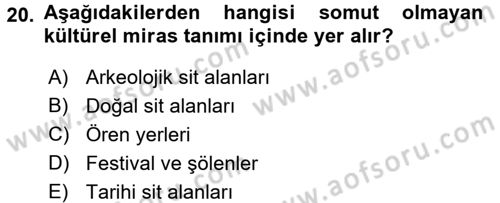 Kentsel ve Çevresel Koruma Dersi 2016 - 2017 Yılı (Vize) Ara Sınav Soruları 20. Soru