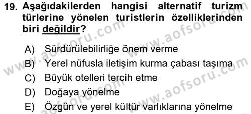 Kentsel ve Çevresel Koruma Dersi 2016 - 2017 Yılı (Final) Dönem Sonu Sınav Soruları 19. Soru