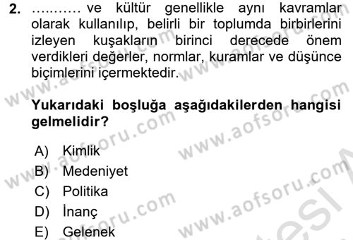 Kentsel ve Çevresel Koruma Dersi 2016 - 2017 Yılı (Final) Dönem Sonu Sınav Soruları 2. Soru