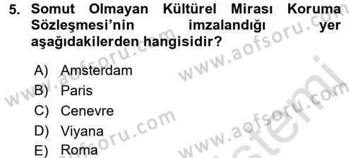Kentsel ve Çevresel Koruma Dersi 2016 - 2017 Yılı (Final) Dönem Sonu Sınav Soruları 5. Soru