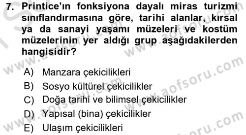 Kentsel ve Çevresel Koruma Dersi 2016 - 2017 Yılı (Final) Dönem Sonu Sınav Soruları 7. Soru