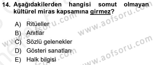 Kentsel ve Çevresel Koruma Dersi 2017 - 2018 Yılı (Vize) Ara Sınav Soruları 14. Soru