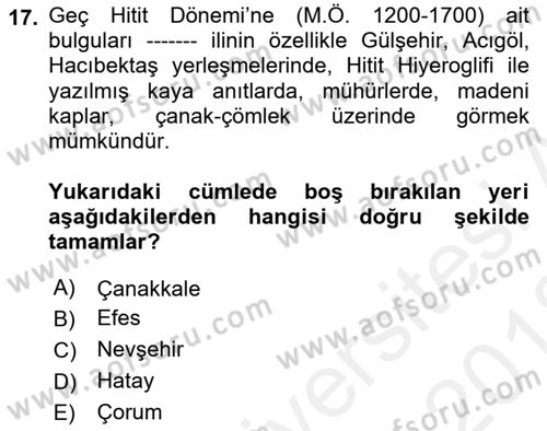 Kentsel ve Çevresel Koruma Dersi 2017 - 2018 Yılı (Vize) Ara Sınav Soruları 17. Soru