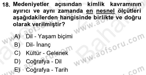 Kentsel ve Çevresel Koruma Dersi 2017 - 2018 Yılı (Vize) Ara Sınav Soruları 18. Soru