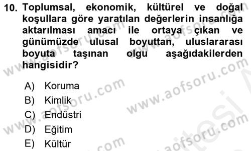 Kentsel ve Çevresel Koruma Dersi 2017 - 2018 Yılı (Final) Dönem Sonu Sınav Soruları 10. Soru