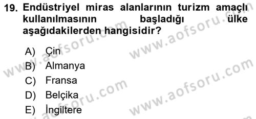 Kentsel ve Çevresel Koruma Dersi 2017 - 2018 Yılı (Final) Dönem Sonu Sınav Soruları 19. Soru
