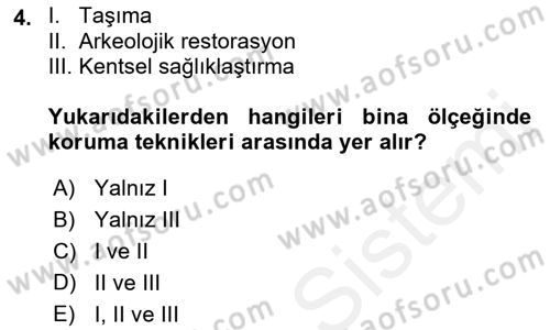 Kentsel ve Çevresel Koruma Dersi 2017 - 2018 Yılı (Final) Dönem Sonu Sınav Soruları 4. Soru