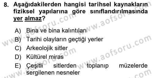 Kentsel ve Çevresel Koruma Dersi 2017 - 2018 Yılı (Final) Dönem Sonu Sınav Soruları 8. Soru