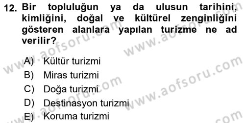 Kentsel ve Çevresel Koruma Dersi 2018 - 2019 Yılı 3 Ders Sınav Soruları 12. Soru