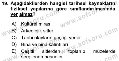 Kentsel ve Çevresel Koruma Dersi 2018 - 2019 Yılı 3 Ders Sınav Soruları 19. Soru