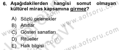 Kentsel ve Çevresel Koruma Dersi 2018 - 2019 Yılı 3 Ders Sınav Soruları 6. Soru