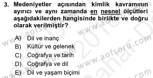 Kentsel ve Çevresel Koruma Dersi 2018 - 2019 Yılı (Vize) Ara Sınav Soruları 3. Soru