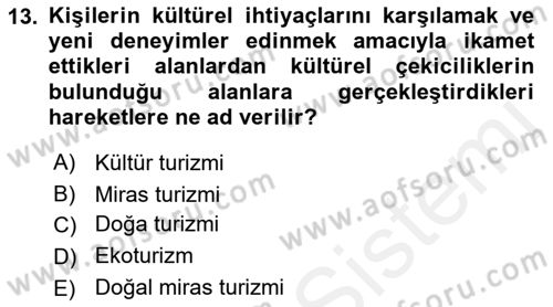Kentsel ve Çevresel Koruma Dersi 2018 - 2019 Yılı (Final) Dönem Sonu Sınav Soruları 13. Soru