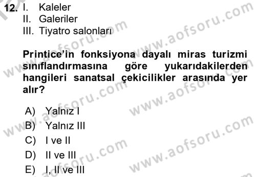 Kentsel ve Çevresel Koruma Dersi 2018 - 2019 Yılı Yaz Okulu Sınav Soruları 12. Soru