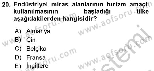 Kentsel ve Çevresel Koruma Dersi 2018 - 2019 Yılı Yaz Okulu Sınav Soruları 20. Soru