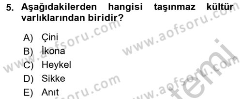 Kentsel ve Çevresel Koruma Dersi 2018 - 2019 Yılı Yaz Okulu Sınav Soruları 5. Soru