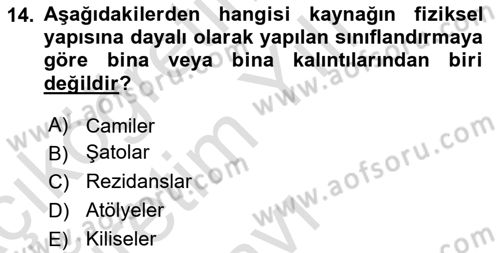 Kentsel ve Çevresel Koruma Dersi 2020 - 2021 Yılı Yaz Okulu Sınav Soruları 14. Soru