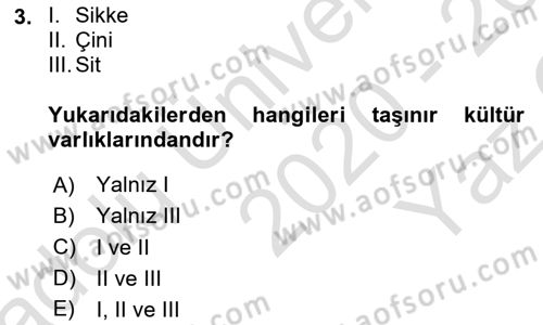 Kentsel ve Çevresel Koruma Dersi 2020 - 2021 Yılı Yaz Okulu Sınav Soruları 3. Soru