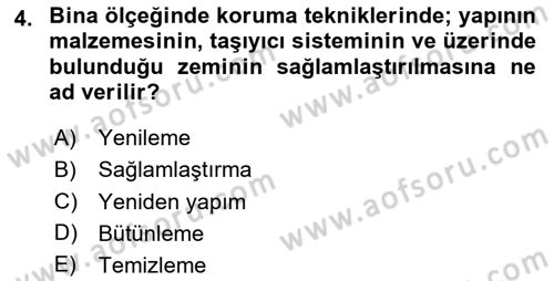 Kentsel ve Çevresel Koruma Dersi 2020 - 2021 Yılı Yaz Okulu Sınav Soruları 4. Soru