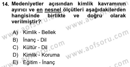 Kentsel ve Çevresel Koruma Dersi 2021 - 2022 Yılı (Vize) Ara Sınav Soruları 14. Soru