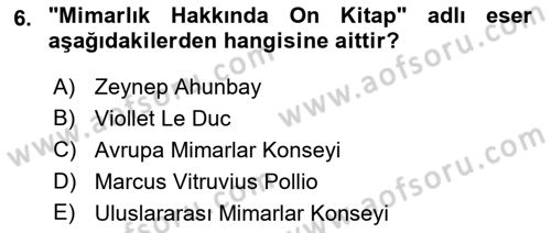 Kentsel ve Çevresel Koruma Dersi 2021 - 2022 Yılı (Vize) Ara Sınav Soruları 6. Soru