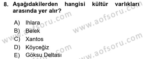 Kentsel ve Çevresel Koruma Dersi 2021 - 2022 Yılı (Vize) Ara Sınav Soruları 8. Soru