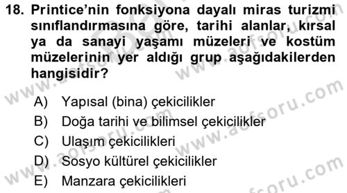 Kentsel ve Çevresel Koruma Dersi 2021 - 2022 Yılı (Final) Dönem Sonu Sınav Soruları 18. Soru