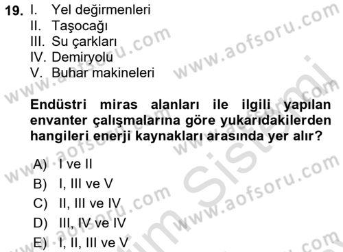 Kentsel ve Çevresel Koruma Dersi 2021 - 2022 Yılı (Final) Dönem Sonu Sınav Soruları 19. Soru