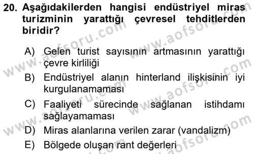 Kentsel ve Çevresel Koruma Dersi 2021 - 2022 Yılı (Final) Dönem Sonu Sınav Soruları 20. Soru