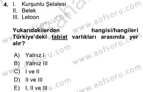 Kentsel ve Çevresel Koruma Dersi 2021 - 2022 Yılı (Final) Dönem Sonu Sınav Soruları 4. Soru