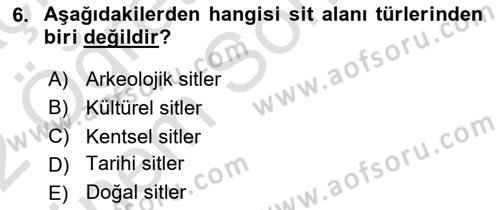 Kentsel ve Çevresel Koruma Dersi 2021 - 2022 Yılı (Final) Dönem Sonu Sınav Soruları 6. Soru