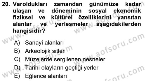 Kentsel ve Çevresel Koruma Dersi 2021 - 2022 Yılı Yaz Okulu Sınav Soruları 20. Soru