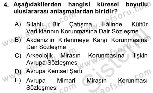 Kentsel ve Çevresel Koruma Dersi 2021 - 2022 Yılı Yaz Okulu Sınav Soruları 4. Soru