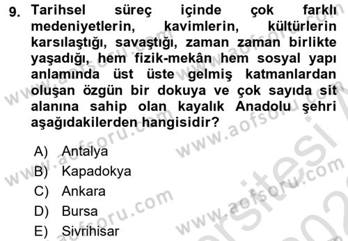 Kentsel ve Çevresel Koruma Dersi 2021 - 2022 Yılı Yaz Okulu Sınav Soruları 9. Soru