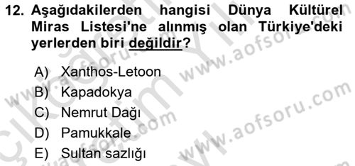Kentsel ve Çevresel Koruma Dersi 2022 - 2023 Yılı Yaz Okulu Sınav Soruları 12. Soru