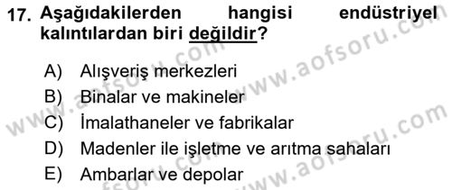 Kentsel ve Çevresel Koruma Dersi 2022 - 2023 Yılı Yaz Okulu Sınav Soruları 17. Soru