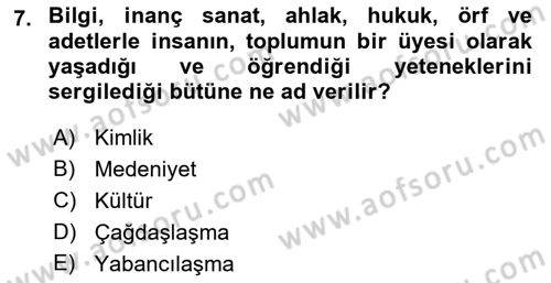 Kentsel ve Çevresel Koruma Dersi 2022 - 2023 Yılı Yaz Okulu Sınav Soruları 7. Soru