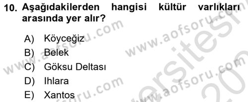 Kentsel ve Çevresel Koruma Dersi 2023 - 2024 Yılı (Vize) Ara Sınav Soruları 10. Soru