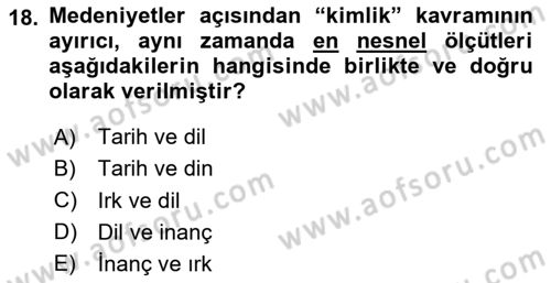 Kentsel ve Çevresel Koruma Dersi 2023 - 2024 Yılı (Vize) Ara Sınav Soruları 18. Soru