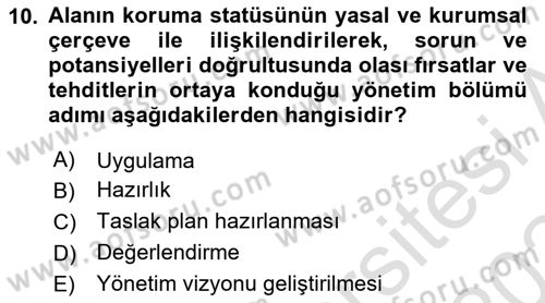 Kentsel ve Çevresel Koruma Dersi 2023 - 2024 Yılı (Final) Dönem Sonu Sınav Soruları 10. Soru