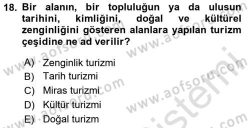 Kentsel ve Çevresel Koruma Dersi 2023 - 2024 Yılı (Final) Dönem Sonu Sınav Soruları 18. Soru