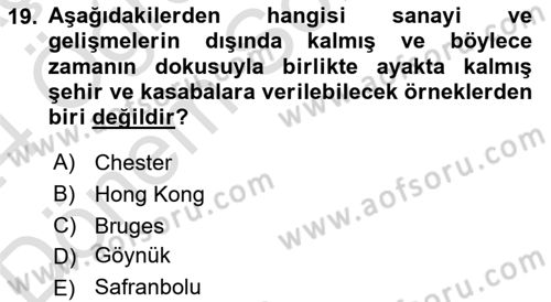 Kentsel ve Çevresel Koruma Dersi 2023 - 2024 Yılı (Final) Dönem Sonu Sınav Soruları 19. Soru