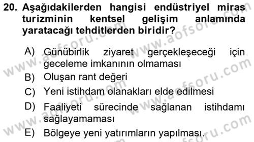 Kentsel ve Çevresel Koruma Dersi 2023 - 2024 Yılı (Final) Dönem Sonu Sınav Soruları 20. Soru