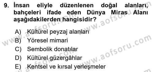 Kentsel ve Çevresel Koruma Dersi 2023 - 2024 Yılı (Final) Dönem Sonu Sınav Soruları 9. Soru