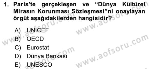 Kentsel ve Çevresel Koruma Dersi 2023 - 2024 Yılı Yaz Okulu Sınav Soruları 1. Soru