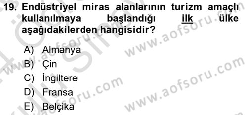 Kentsel ve Çevresel Koruma Dersi 2023 - 2024 Yılı Yaz Okulu Sınav Soruları 19. Soru